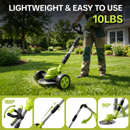 Cordless Lawn Mower, Garden Tool (Mower, Trimmer, Edger) with 2×21V Batteries, Lightweight for Small to Medium Backyards Grass Cutting Tool Grasscutters